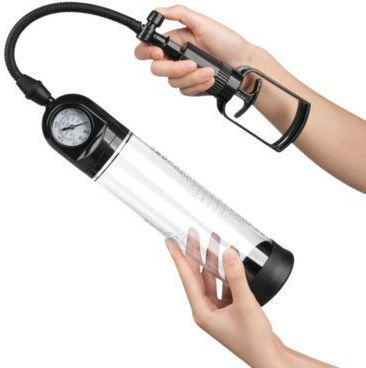 Männlicher Anfänger Penis-Pumpe Griff & Manometer Transparent