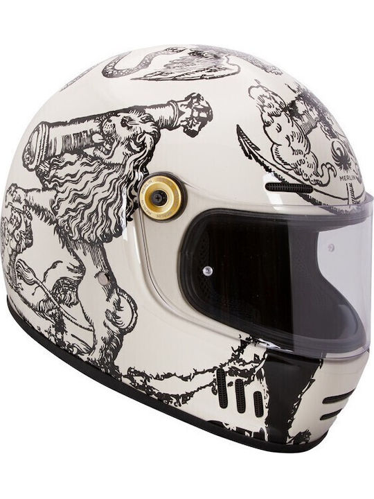 Merlin Revival Versus Off White Каска за мотор Full Face ECE 22.06 със Sunvisor