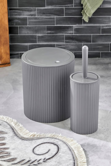 SteweHome SteweHome Kunststoff Satz Badezimmer Mülleimer und Bürste 6,25l Graues