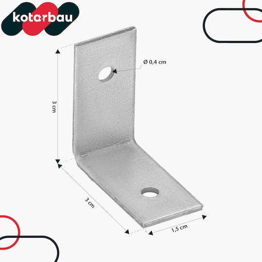 Kotarbau Ъглов Рафтов Тежкотоварен от Неръждаема Стомана в Сив Цвят 30x30мм 12 Бройки