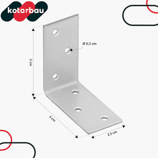 Kotarbau Ъглов Рафтов Тежкотоварен От Неръждаема Стомана В Сив Цвят 50x50mm