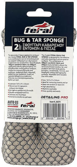 Cleaning Sponge for Insects and Tar Feral Detaling Pro Double-Sided 16.5x9x3.8cm Grey