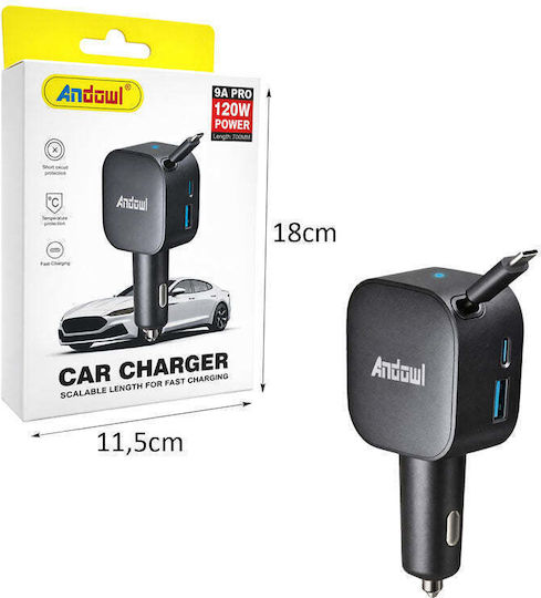 Andowl Fast Car Charger 120w 9a Pro Fast Car Charger