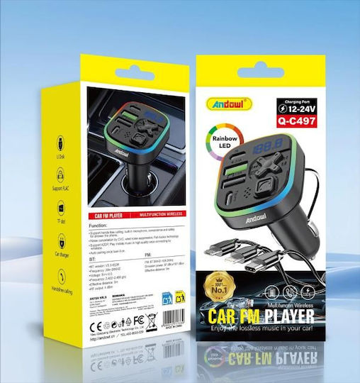 Andowl FM предавател за кола Q-c497 Bluetooth
