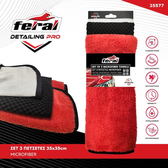 Кърпи Microfiber Detailing Pro Feral 35x35cm Комплект 3 Бройки