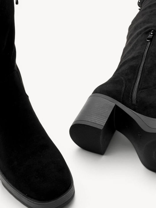 Schwarze Damenstiefel Über dem Knie Dicke Absatz