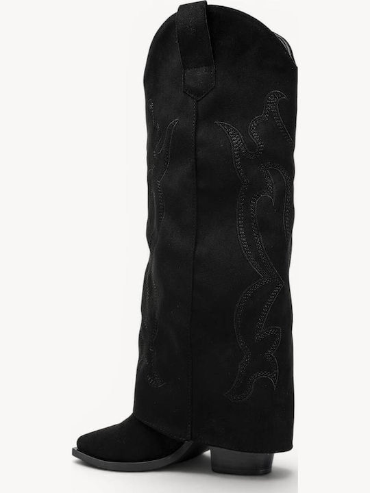 Black Western Boots Embroidered Design Pointed Toe