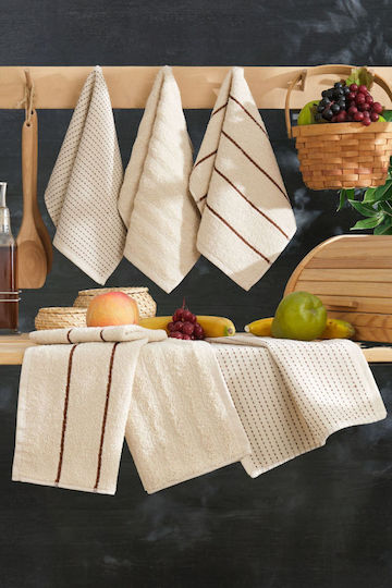 SteweHome Prosop De Bucătărie Din 100% Bumbac În Culoare Bej 30x50cm 6 Bucăți