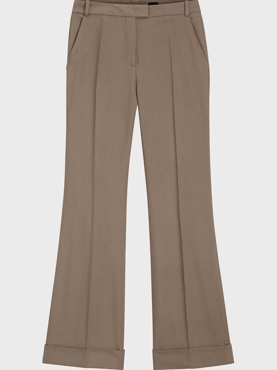 Дамско Висока Талия Текстилно Панталони Чарлстон Light Brown