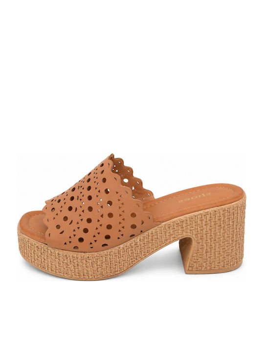 Mules With High Heel In Beige Colour SI-2291-26FL-BEIGE