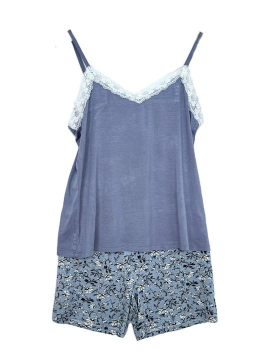 Sorrisino Summer Women's Pyjama Set Cotton Light Blue