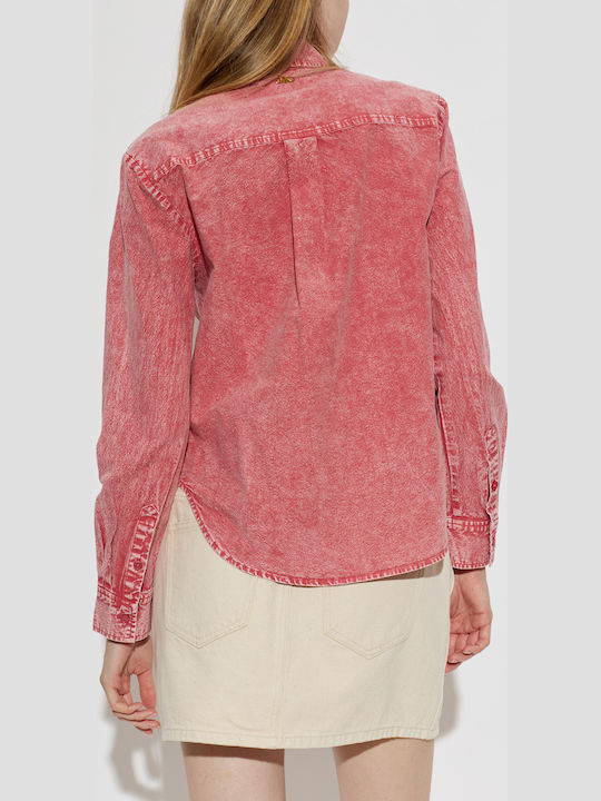 Long Sleeve Women's Denim Shirt Blackberry
