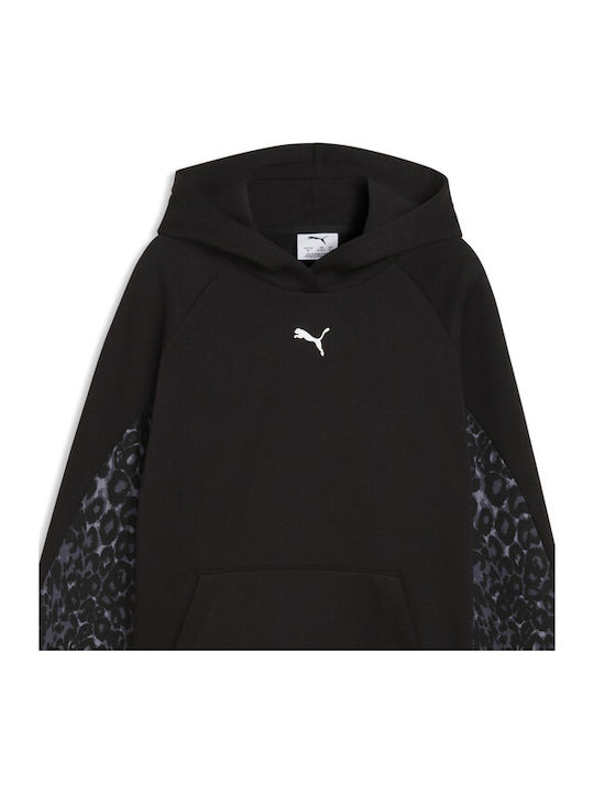 PUMA Bluza și Hanorac Pentru Copii Cu Glugă și Buzunare Negru Hoodie Fl
