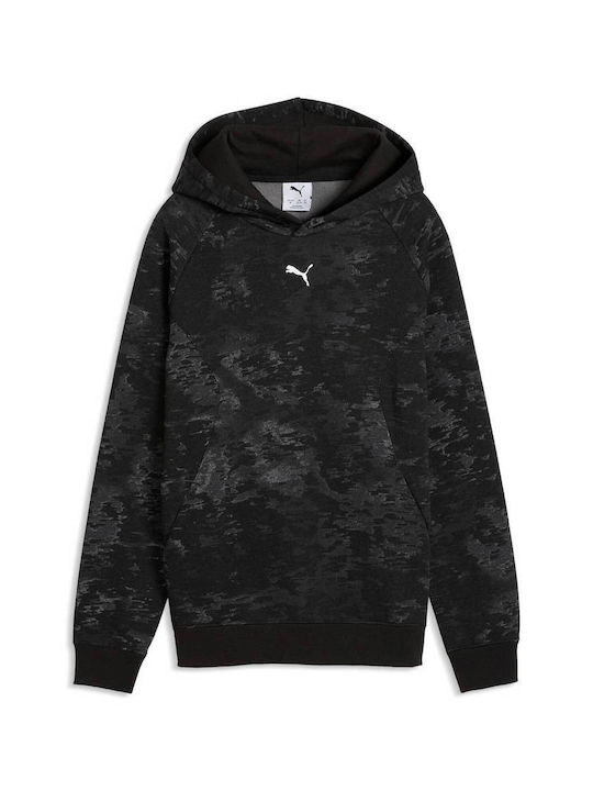 Fleece Kids Sweatshirt with Hood and Pockets Puma Black Hoodie