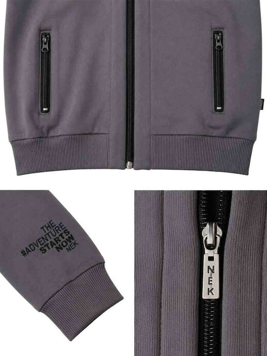 Bluze și Hanorace Pentru Copii Cardigan Cu Glugă și Buzunare Gri