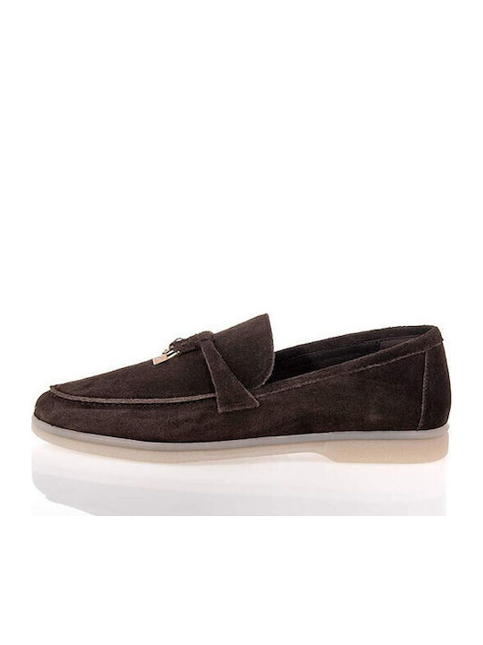 Leather Women's Loafers in Brown Colour E500-BROWN
