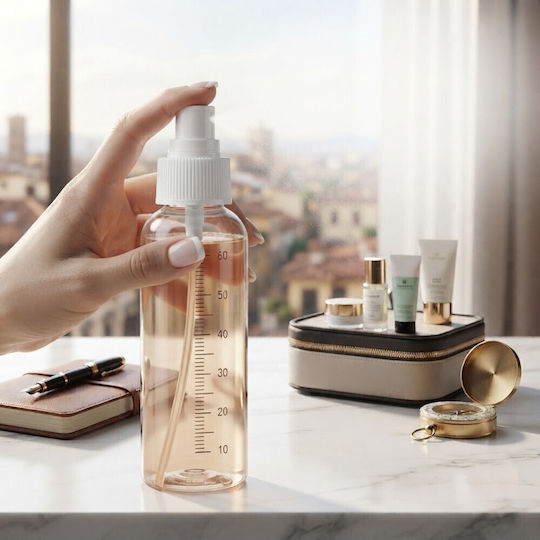Transparent Travel Bottle with Spray Pump & Scale 60ml