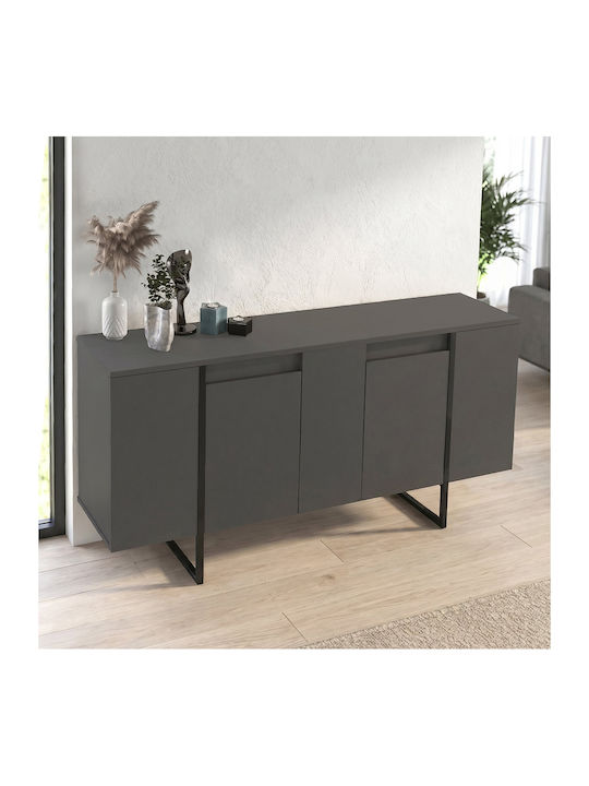Bufet Orontes din Lemn și Metal Antracit 160x35.2x80cm