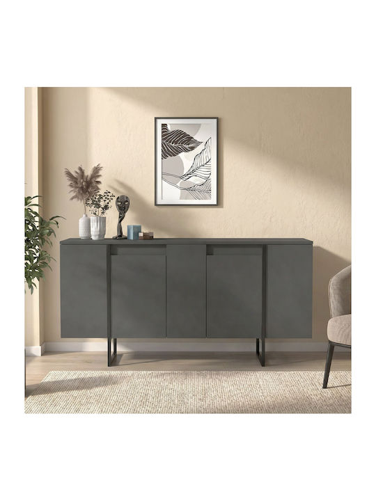 Bufet Orontes din Lemn și Metal Antracit 160x35.2x80cm