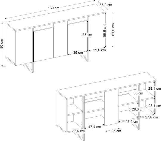 Orontes Sideboard from Wood & Metal Anthracite 160x35.2x80cm