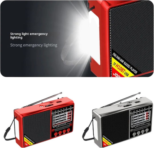 Joc H10BT Portable Battery Radio with USB Red