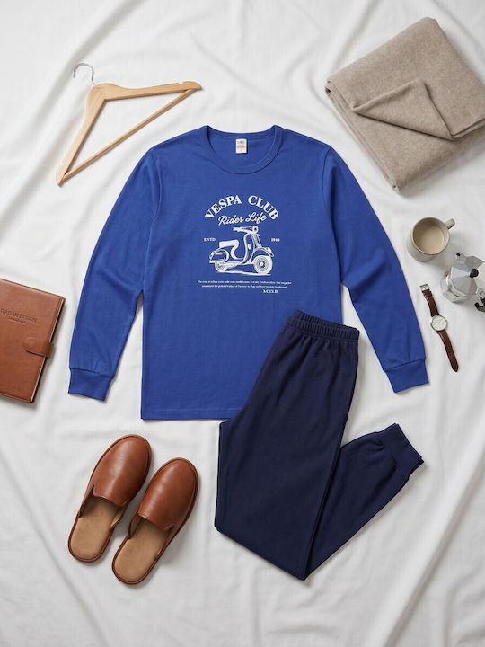 Nina Club Sommer Herrenpyjama Blau