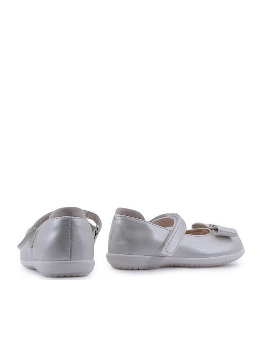 Kids Ballerinas with Hook & Loop Closure Leather White