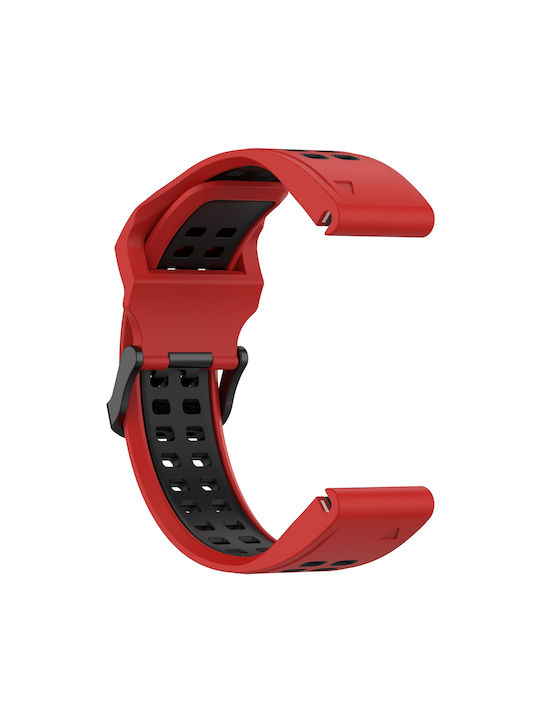 Garmin Instinct Crossover Solar Two-Tone Reversible Buckle 22mm Silicone Watch Strap Red+Black Garmin Instinct Crossover Solar Two-Tone Reversible Buckle 22mm Silicone Watch Strap Red+Black