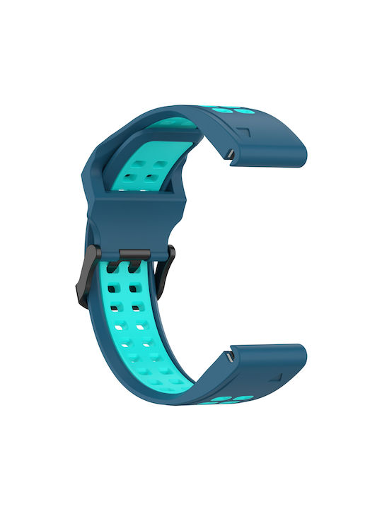 Garmin Instinct Crossover Solar Two-Tone Reversible Buckle 22mm Silicone Watch Strap Blue+Turquoise Garmin Instinct Crossover Solar Two-Tone Reversible Buckle 22mm Silicone Watch Strap Blue+Turquoise