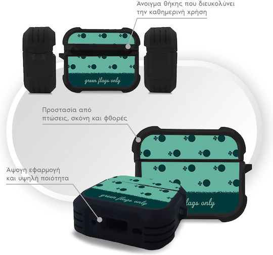 Sonique Delulu Polka Era Series Калъф Силиконов в Зелен Цвят за Apple AirPods Pro