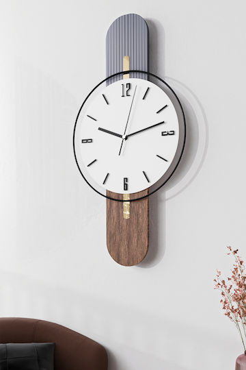 SteweHome Ceas de Perete Din Lemn Negru 75x40cm