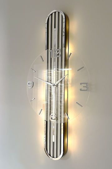 SteweHome Ceas de Perete Silent Digital Oglindă Transparent 60x33cm