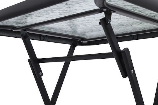 Table for Small Outdoor Spaces Foldable Metal with Glass Surface Gray 60x60x72cm