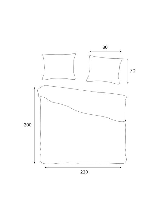 Darymex Set Huse Pentru Pilote Bumbac Satinat 220x200cm Supraadult Cu 2 Fețe De Pernă Albastre