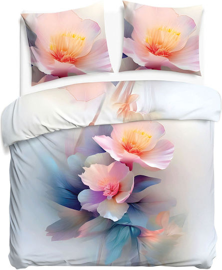 Darymex Cotton Satin Duvet Cover Set 220x200cm Double With 2 Pastel Pillowcases