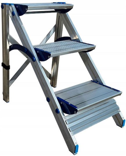 Folding Step Ladder Aluminum 3 Steps 70cm