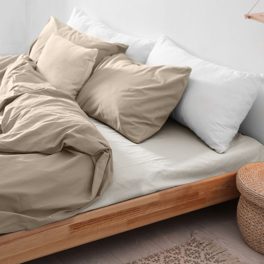 Darymex Cearceaf King Size Din Flanel Cu Hugger Din Cauciuc 180x200cm Ecru