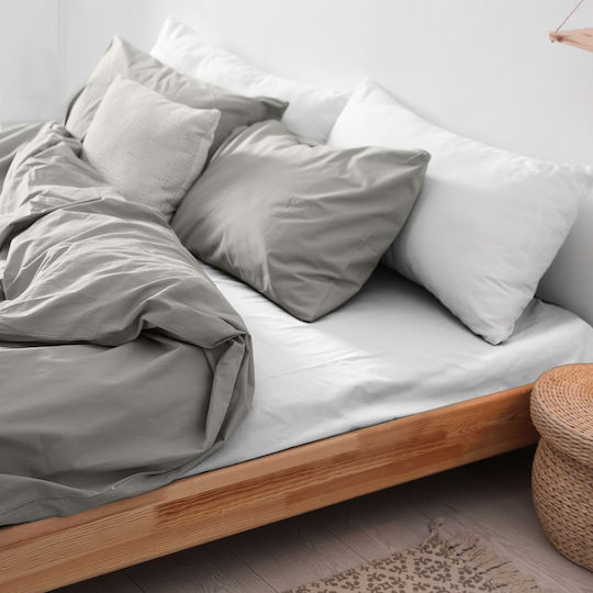 Darymex Cearceaf De Pat Dublu Flanel Cu Hugger Din Cauciuc 160x200cm Alb