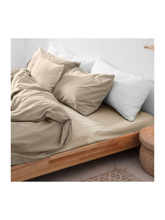 Darymex Darymex Doppelbettlaken Flanell mit Gummibettlaken 140x200cm Beige Farbe