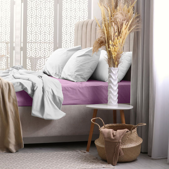 Darymex Σεντόνι King Size με Λάστιχο 200x220εκ. Ανοιχτό Μωβ Λιλά