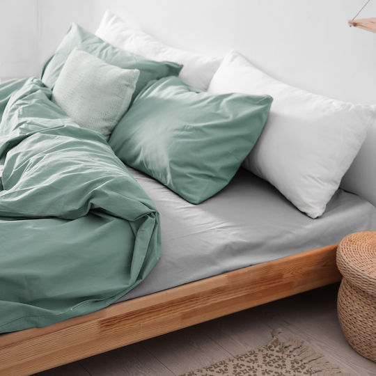 Darymex King Size Flanell Bettlaken mit Gummibettlaken 200x220cm Staubgrau