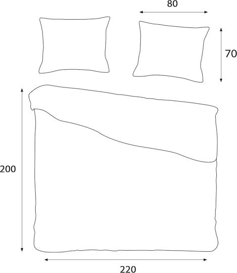Darymex Cotton Duvet Cover Set 220x200cm Double With 2 Grey Brown Pillowcases