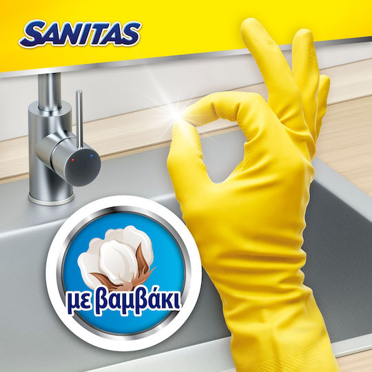 Sanitas Pair of General Purpose Cleaning Gloves Plastic Large Yellow
