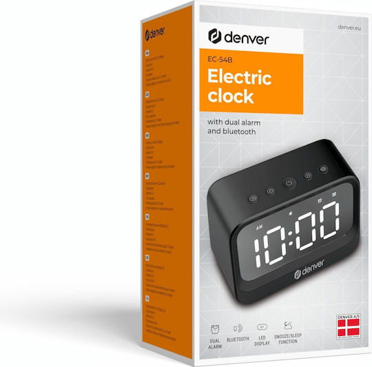 Denver Επιτραπέζιο Ψηφιακό Ρολόι LCD με Ξυπνητήρι Μαύρο EC-54B