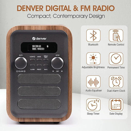 Denver Tragbares Radio-CD-Spieler mit Radio / Bluetooth Graufarbig