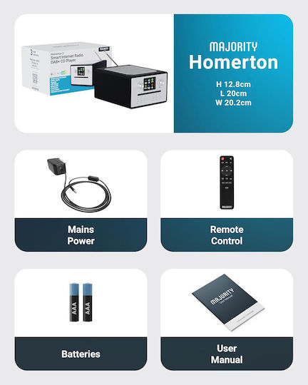 Majority Φορητό Ηχοσύστημα με Ραδιόφωνο / CD / USB / Bluetooth Μαύρο