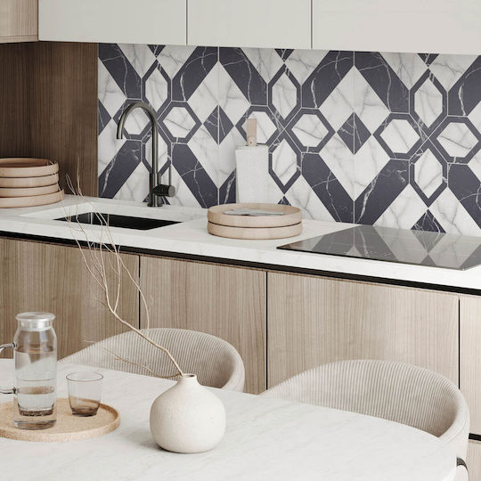 Vinyl Floor Sticker Kitchen Graphics 100x50 Geometric Marble Design