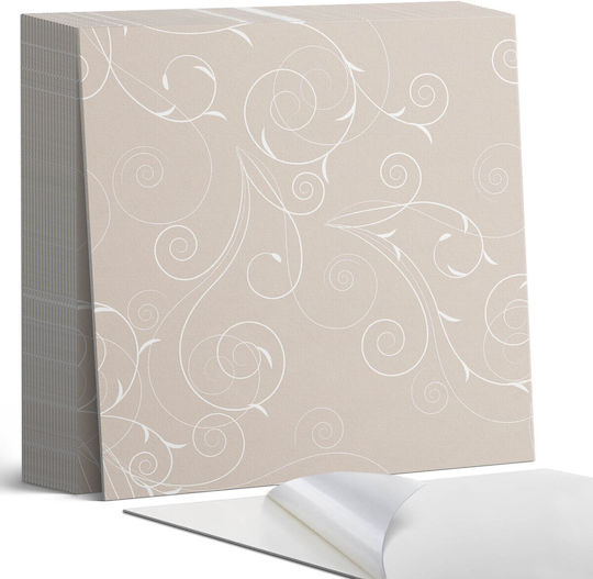 Set Of Vinyl Tile Stickers Print Thin Spirals Leaves 20x20x20 Cm