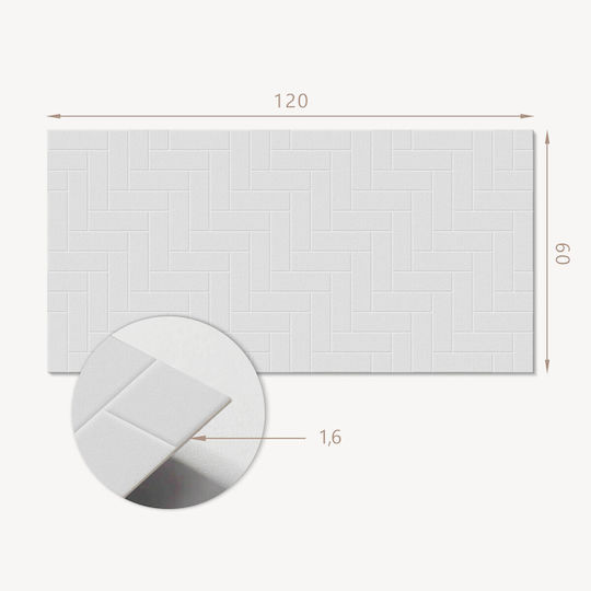Printed Sticker Panel Ideal for Kitchen Herringbone Brick Design 120x60 cm