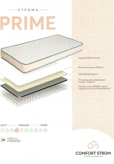 Comfort Strom Prime Единичен Ортопедичен Матрак 90x190x20cm с Бонел Пружини